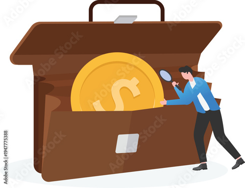 Businessman Auditing Financial Assets in Briefcase