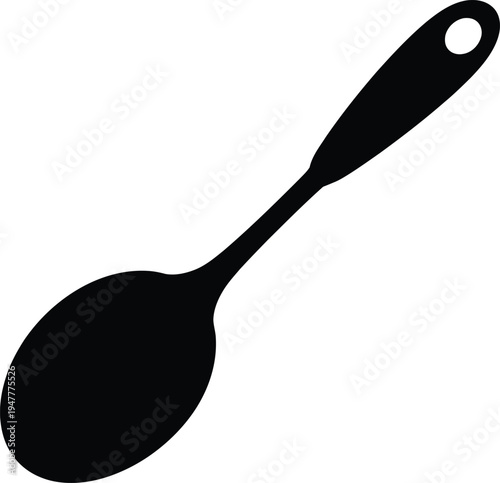 Vector graphic of a black silicone spoon on white background