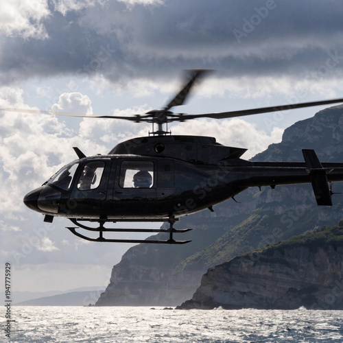 military helicopter in the sky