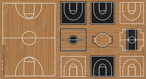 Collection of Basketball Court Layouts and Designs for Sports.