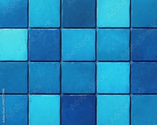grid of blue square tiles with varied shades and subtle texture, calm and soothing geometric pattern