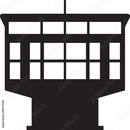 Control tower vector silhouette illustration line art, airport air traffic concept
