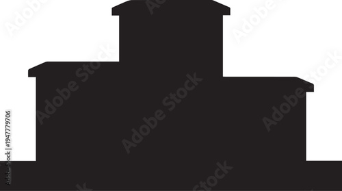 Simple house building structure vector silhouette illustration line art design element