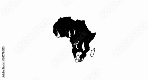 Stylized silhouette of Africa filled with elephants, evoking the continent's wildlife