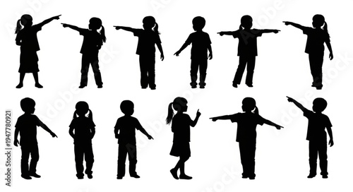 Silhouettes of people pointing.