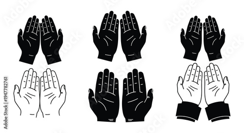 Konstfotografi Six depictions of human hands in various positions and colors