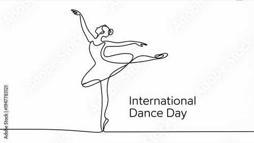 Ballet dancer celebrating international dance day with elegant pose and dynamic movement on white background