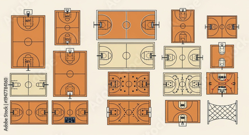 Collection of Basketball Court Layouts and Designs.