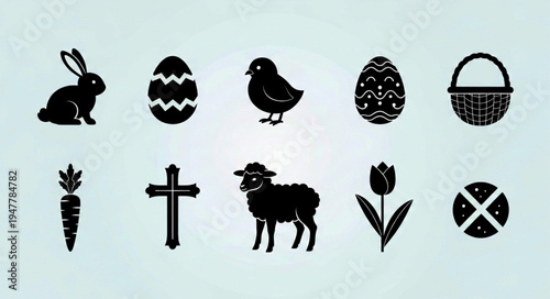 set of vector icons of easter