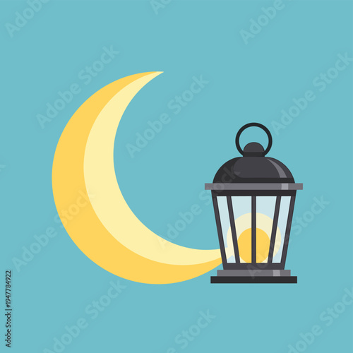 Wallpaper Mural Lantern and Crescent Moon Illustration 1. Torontodigital.ca