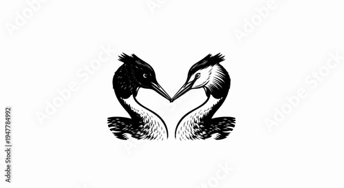 Two birds forming a heart shape with their necks and beaks
