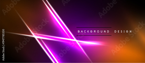 Abstract neon lines over dark background. Vibrant orange, purple hues create dynamic visual effect. Modern design element.