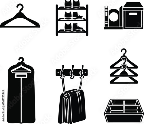 Black of clothing storage and organization hanger shoe rack shoes boots storage box