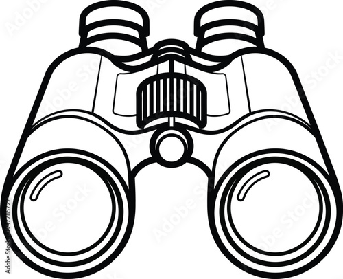 Black outline of binoculars on a white background optical instrument zoom magnification viewing