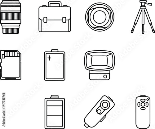 Camera lens briefcase memory card battery flash tripod remote control camera equipment