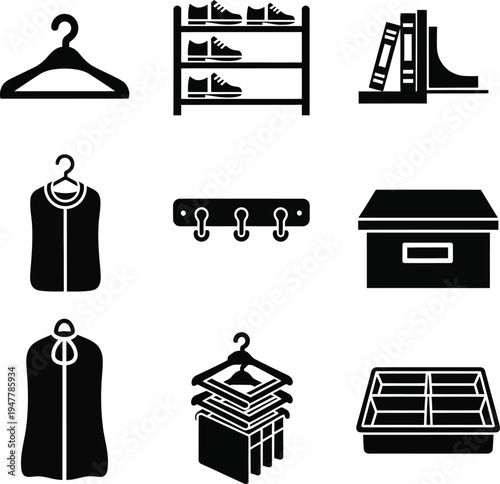 Collection of black for home organization and storage black and white hanger shoe rack books bookends