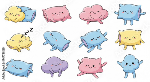 Cute Kawaii Pillows with Faces Sleeping and Smiling
