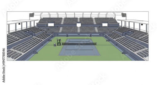 Tennis Court Grandstand View - A Detailed Perspective.