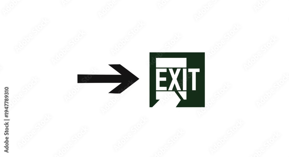 Fototapeta premium Emergency Exit Sign with Arrow Pointing to the Right.