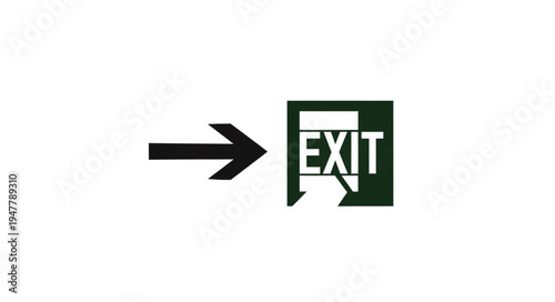 Emergency Exit Sign with Arrow Pointing to the Right.