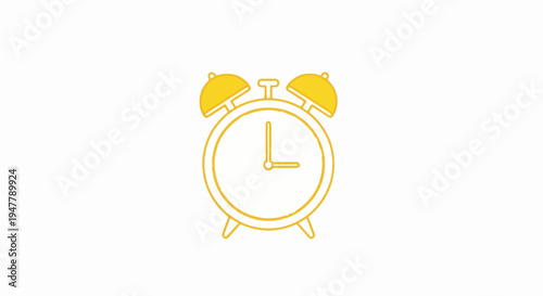 Yellow alarm clock icon with textured outline on white background