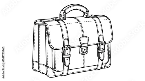 Vintage leather briefcase with metal buckles.