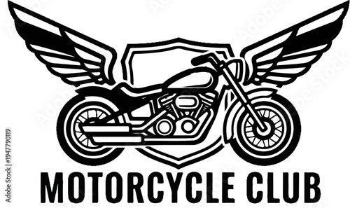 Winged motorcycle emblem with the words "MOTORCYCLE CLUB" below