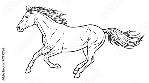 Running Horse in Motion Galloping Fast.