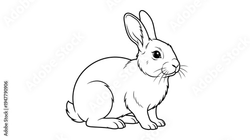 Cute rabbit sitting on ground.