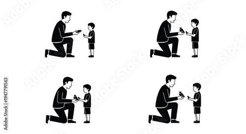 Silhouettes of adults interacting with children in a playful setting