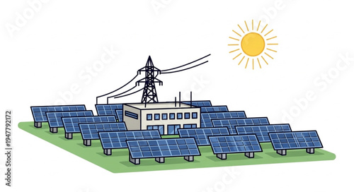 Solar Panels Energy Farm Station.