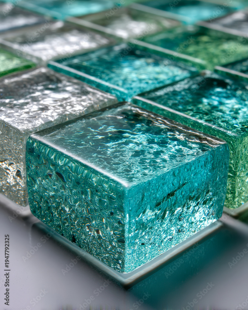 Obraz premium Micro-textured glass tile producing gentle ripple distortion patterns under soft studio light