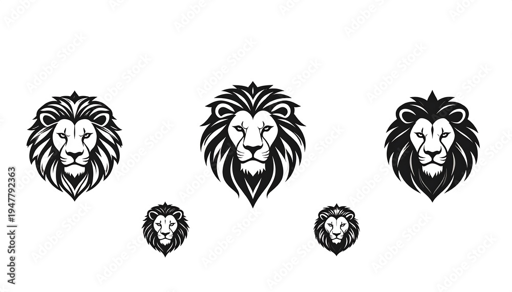 Fototapeta premium Lion heads collection with regal design for emblem, logo or heraldry vector concept
