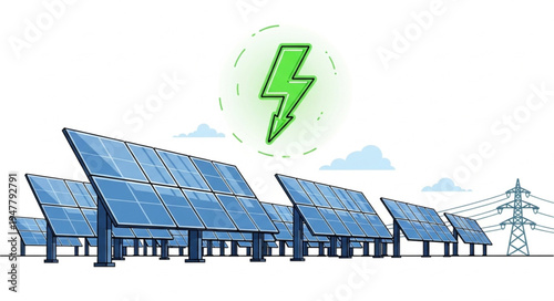 Solar panels energy power station.
