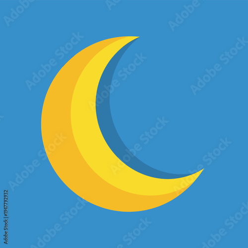 Yellow Crescent Moon Shape Illustration 1.