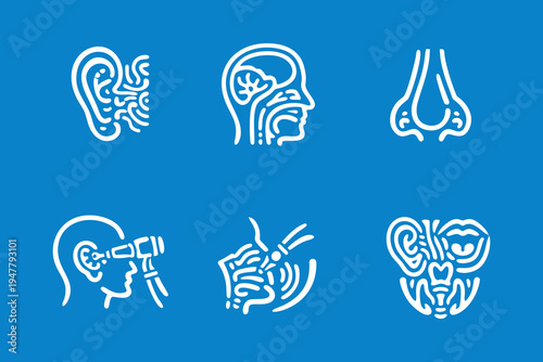 ENT Otolaryngology Medical Icon Set