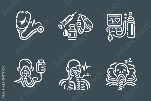 Medical Critical Care And Anesthesia Icons Set
