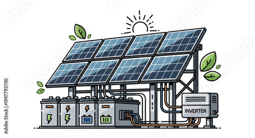 Solar Panel Energy System Station.