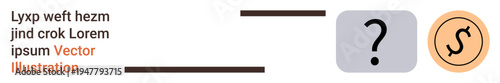 Financial planning, economic confusion, decision-making, money management, budgeting, investment strategies. Question mark and currency symbol linked with lines. Financial planning and economic