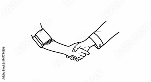 Two hands clasped in a formal handshake, illustrating agreement or partnership