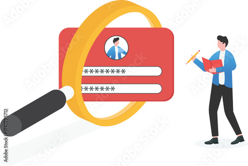 Businessman Investigating Digital Identity Security