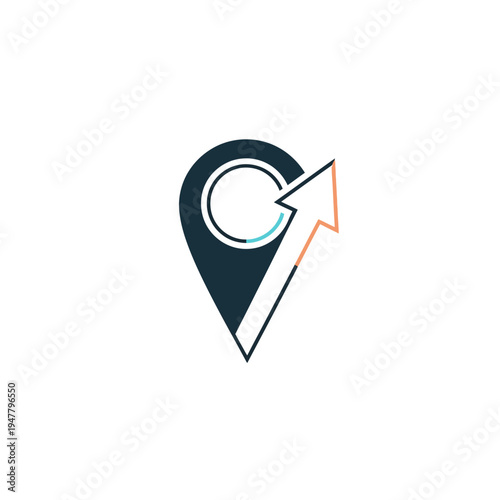 Navigation direction pointer icon graphic.
