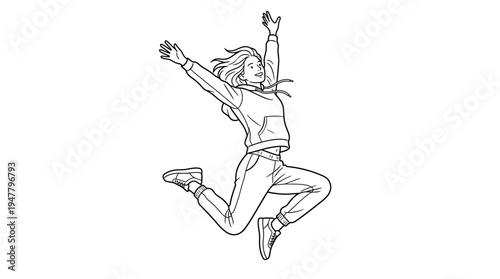 Young woman jumping in the air.