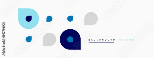 Abstract shapes, blue, gray tones dominate. Minimalist design, clean aesthetic. Background suggests modern digital art. Simple composition.