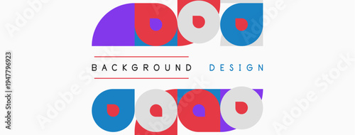 Abstract geometric shapes, vibrant colors, simple design. Background elements create modern visual pattern.