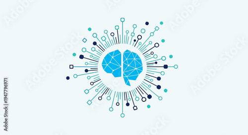 Brain Icon with Circuit Board Design Elements.