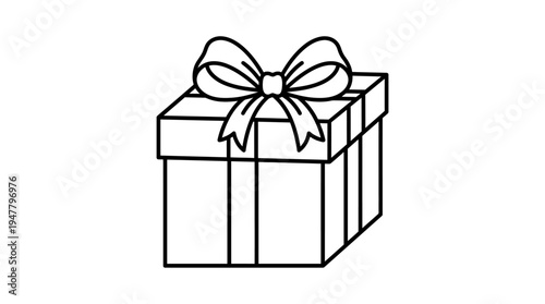 Gift box with ribbon bow.