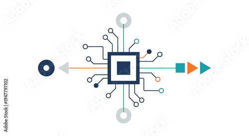 Central Microchip with Circuit Connections.