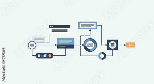 Complex Technical Diagram with Various Components.