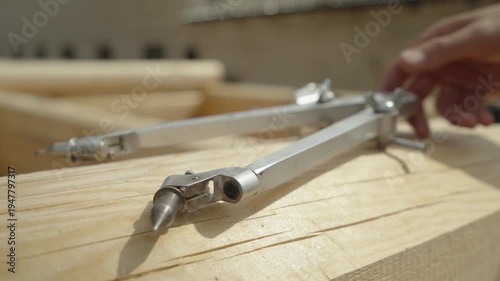  The process of assembling a wooden house from timber. Details